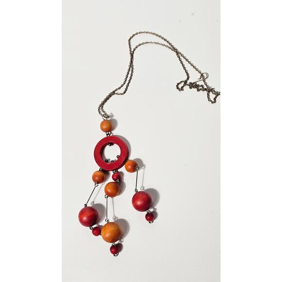 Aarikka Vintage MCM 60s Kaija Aarikka Finland Necklace Persimmon and Tangerine - Picture 1 of 5